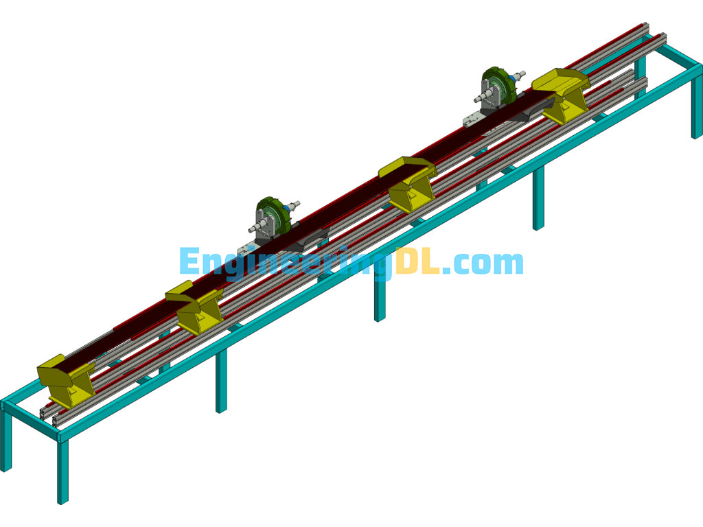 Red Long Pipe Fittings High Speed Cams Dividing And Loading One Machine 3D Exported Free Download