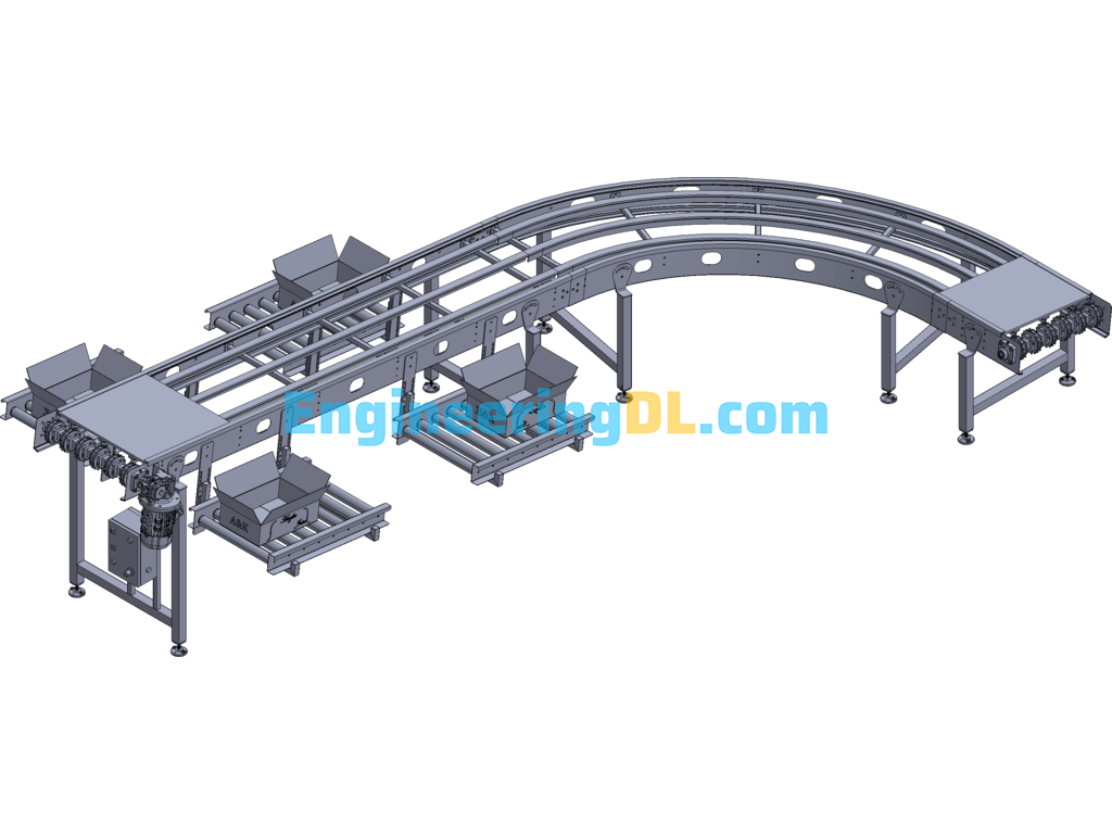 Carton Conveyor Belt 3D Exported Free Download