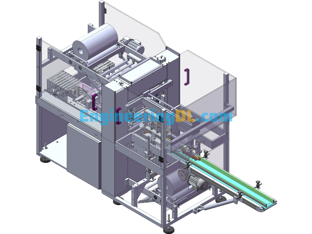 Carton Box Six Sides Wrapping Machine Laminating Machine SolidWorks, 3D Exported Free Download