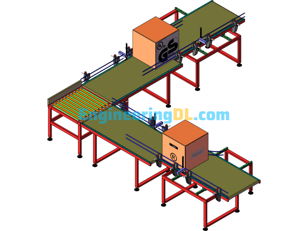 Carton Inkjet Printing Conveyor Line (90 Degree Corner Conveyor) SolidWorks, AutoCAD Free Download