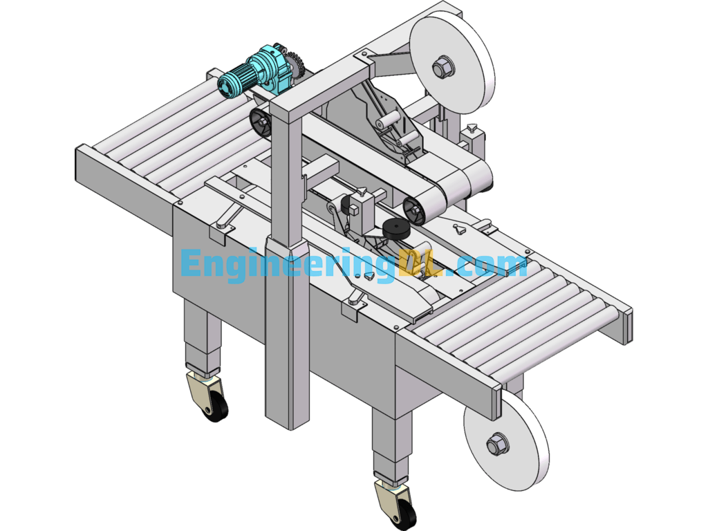 Automatic Carton Sealing Machine SolidWorks, 3D Exported Free Download