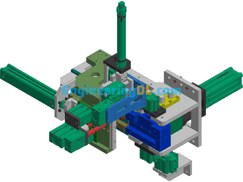 Assembly Mechanism (Cylinder Clamping, Handling Loading And Unloading) 3D Exported Free Download