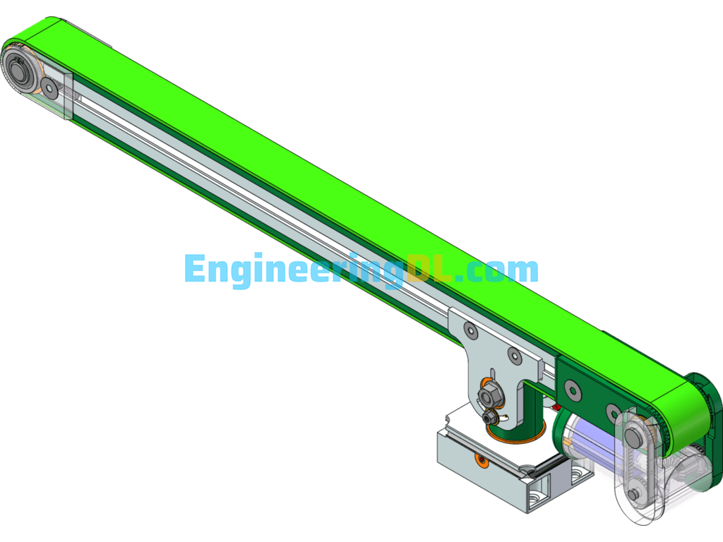 Small Conveyor Belt Model Of Classic Transmission Device SolidWorks, 3D Exported Free Download