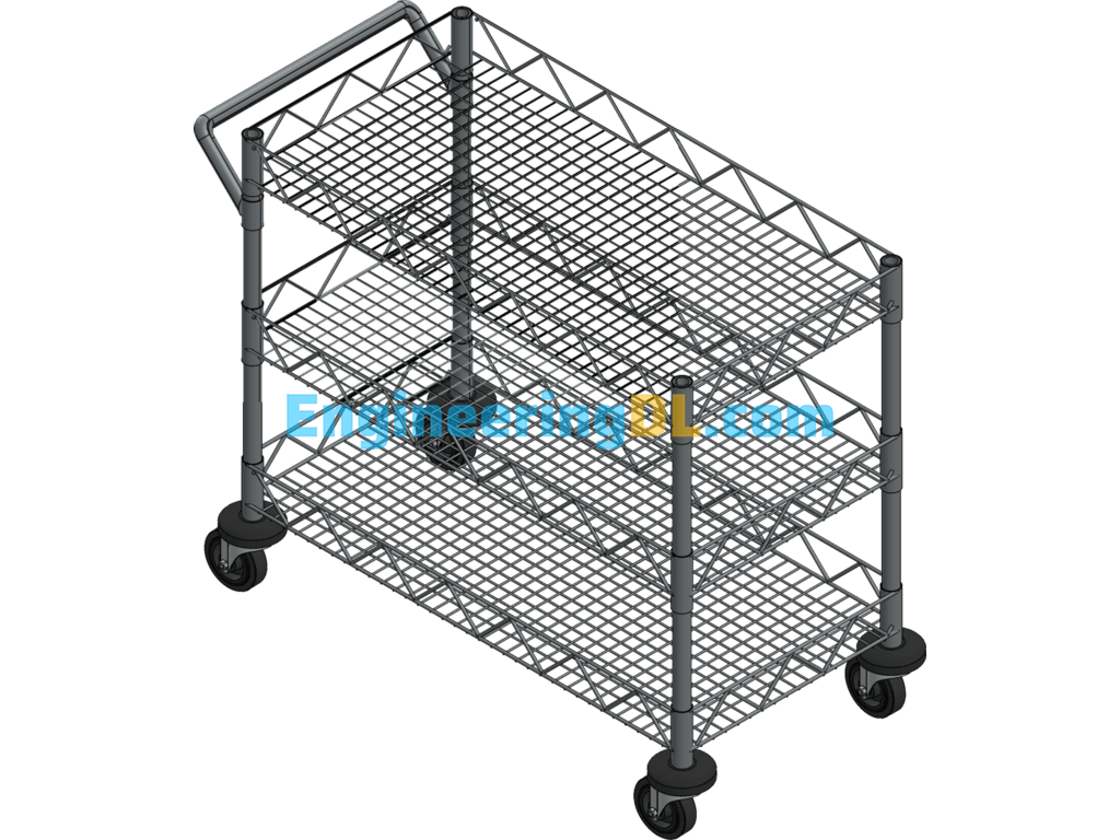 Mesh Tray Three-Tier Cart SolidWorks Free Download
