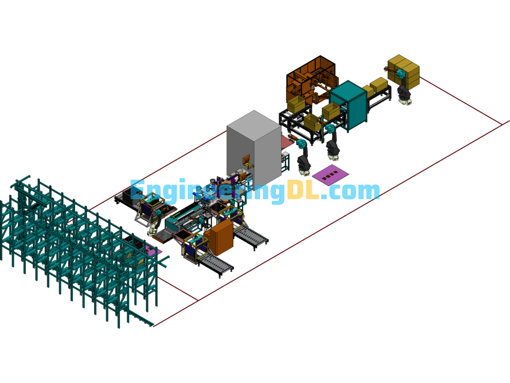 Automatic Production Line Of Microwave Oven Motor Of Midea SolidWorks, 3D Exported Free Download