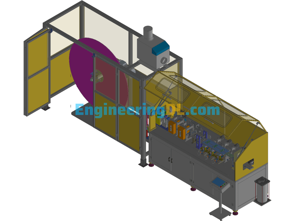 Fin Forming Machine, Aluminum Foil Forming Machine, Servo Cutter, Closed Loop Tension Control, Unwinding Mechanism 3D Exported Free Download