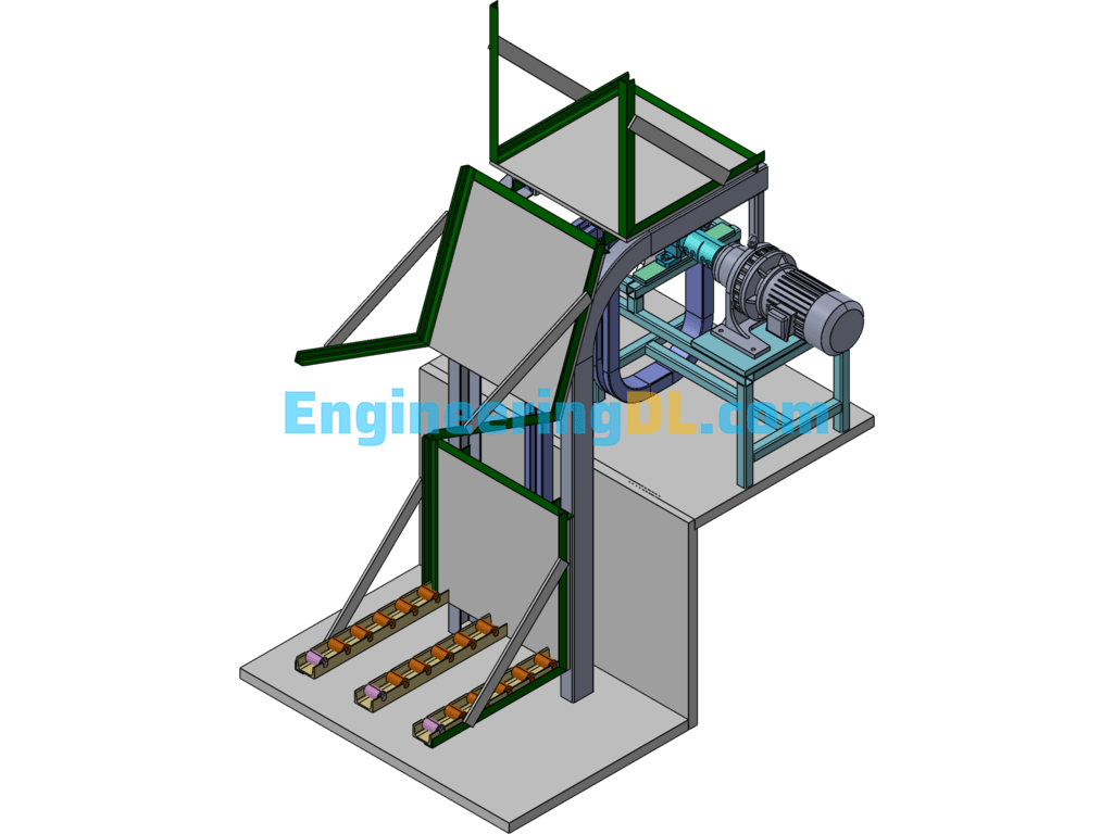 Reciprocating Bucket Lifting Mechanism SolidWorks, 3D Exported Free Download