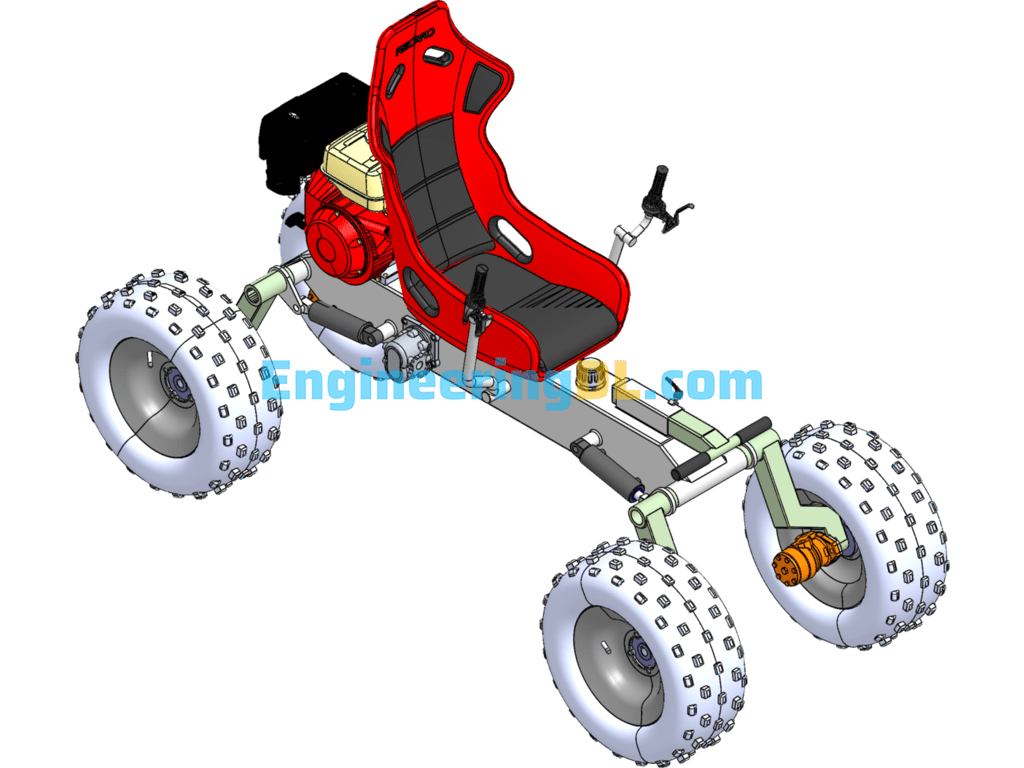 Homemade Single Seat Quad Bike SolidWorks, 3D Exported Free Download