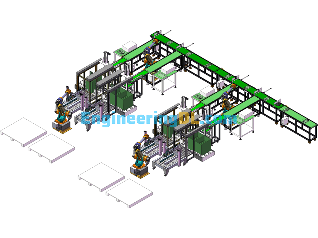 Automatic Packaging Line-Packing Sorting And Stacking Equipment Line SolidWorks Free Download