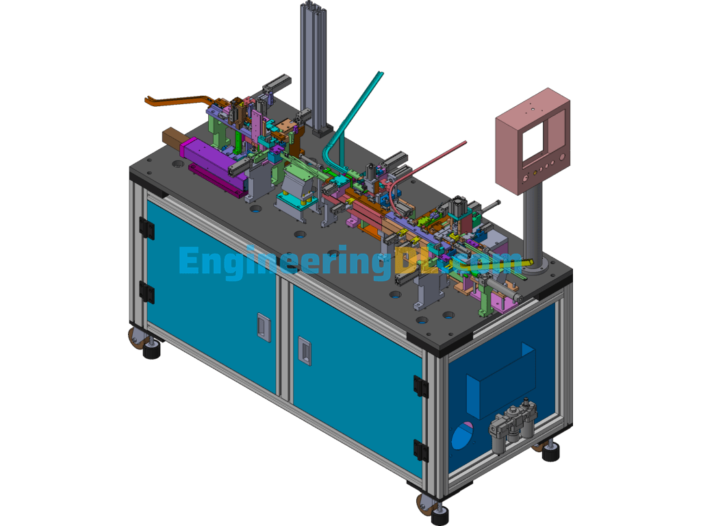 Automated Fiber Optic Head Assembly Machine (Produced) (CreoProE), 3D Exported Free Download
