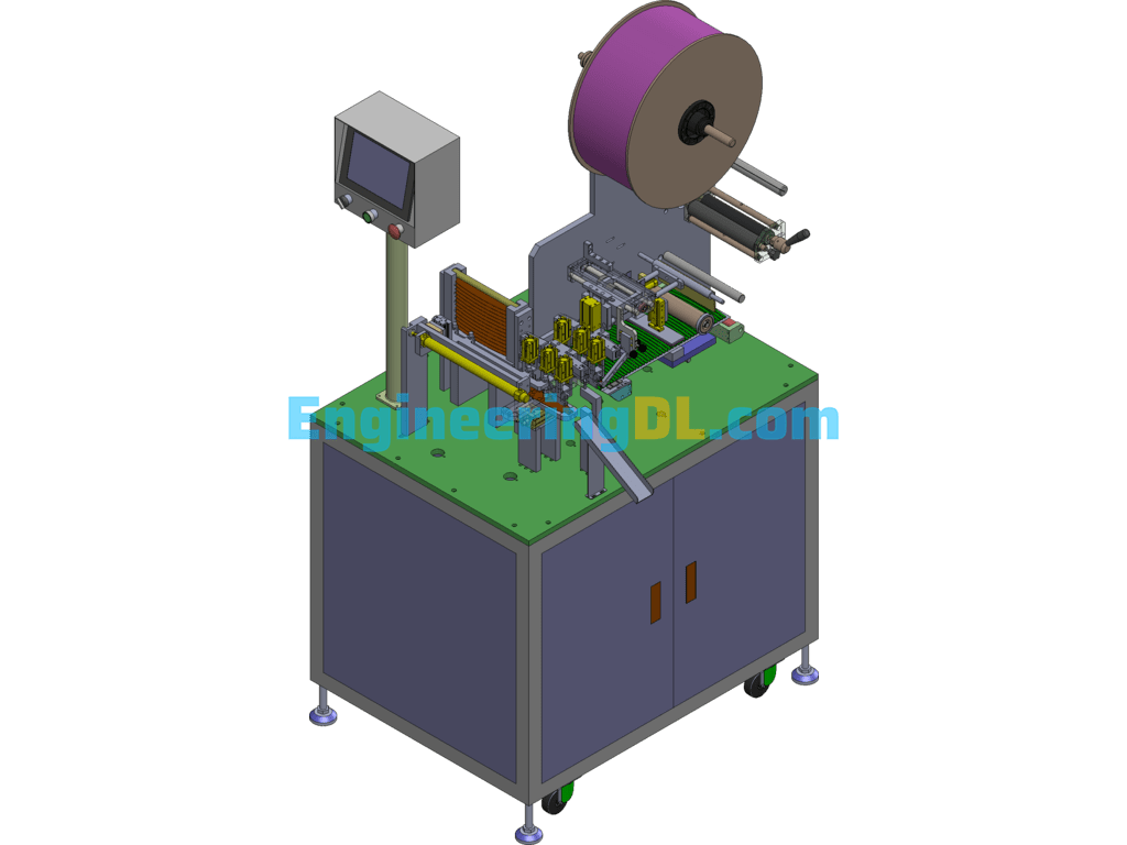 Automatic Shaped Plastic Sheet Peeling And Gluing Equipment SolidWorks, AutoCAD, 3D Exported Free Download