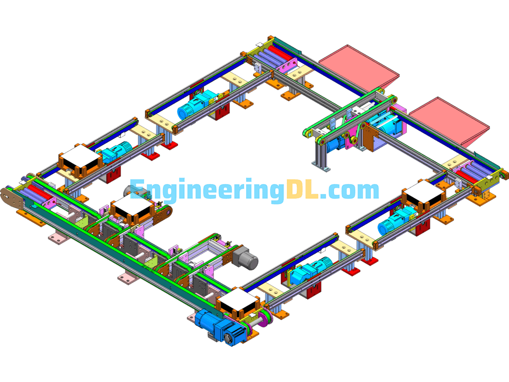 Automated Circulation Conveying Line SolidWorks, 3D Exported Free Download