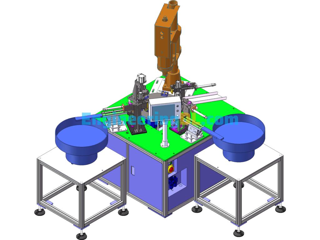 Automatic Induction Ring Assembly Machine SolidWorks, 3D Exported Free Download