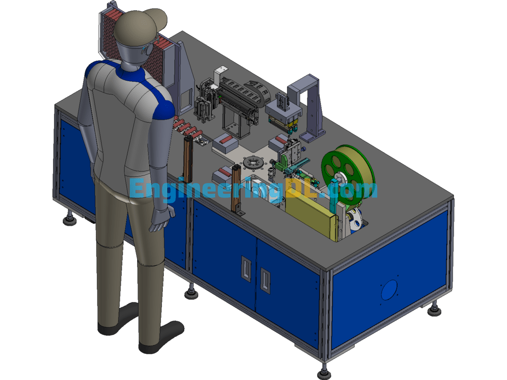 Automatic Battery Circular Arc Labeling Machine Model SolidWorks, 3D Exported Free Download