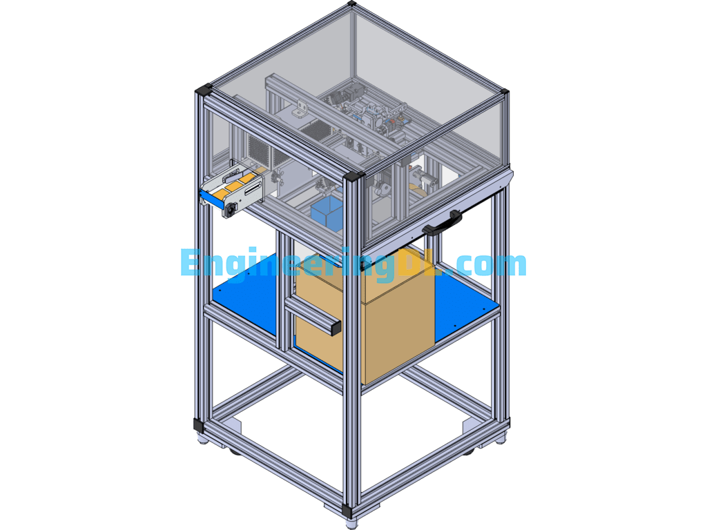 Automatic Carton Sealing And Labeling Machine SolidWorks Free Download