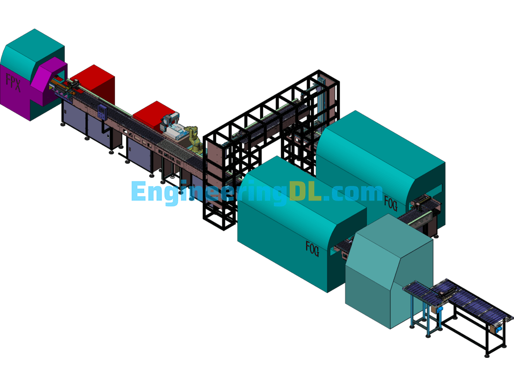 Automated Workshop With Machine Handling And Conveying Equipment SolidWorks, 3D Exported Free Download