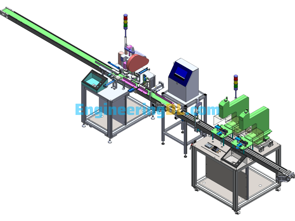 Automatic Riveting, Coding And Pad Printing Machine (BOM Included In Production) SolidWorks, 3D Exported Free Download