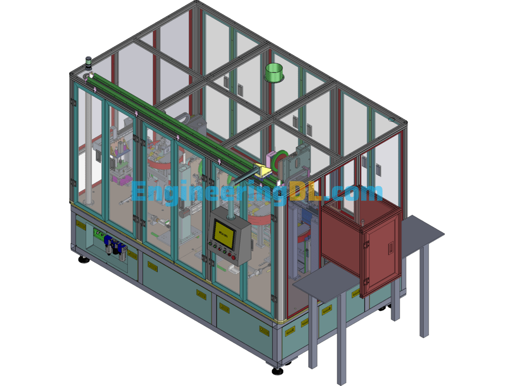 Automated Lithium Battery Cell Narrow Gluing Machine SolidWorks Free Download