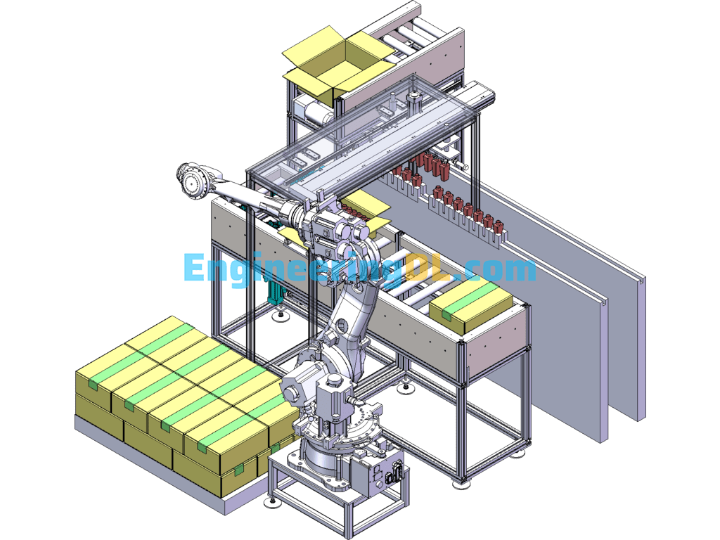 Automatic Unpacking And Loading Conveyor Assembly (Detailed PPT Explanation Included) SolidWorks, 3D Exported Free Download