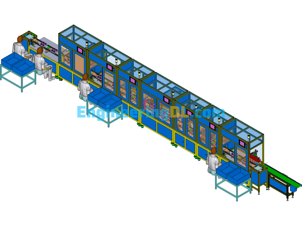Automatic Bulb Assembly Line Body SolidWorks, 3D Exported Free Download