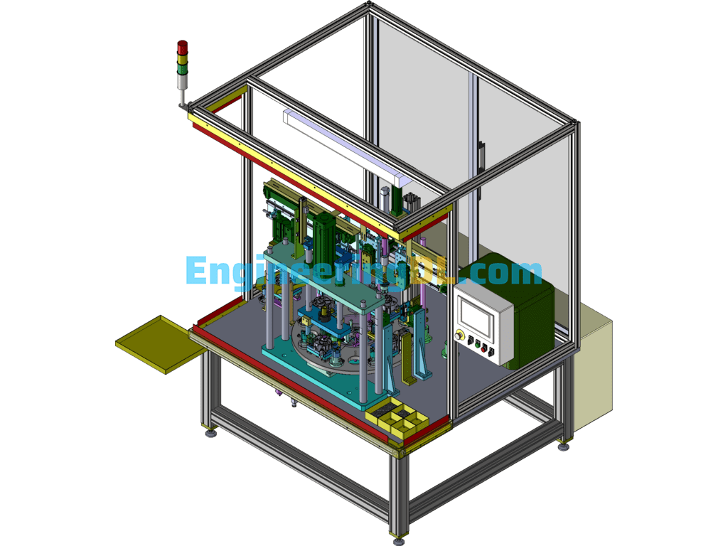 Automatic Assembly And Testing Of Oil Pump Spring Plates And Coupling Equipment SolidWorks, 3D Exported Free Download