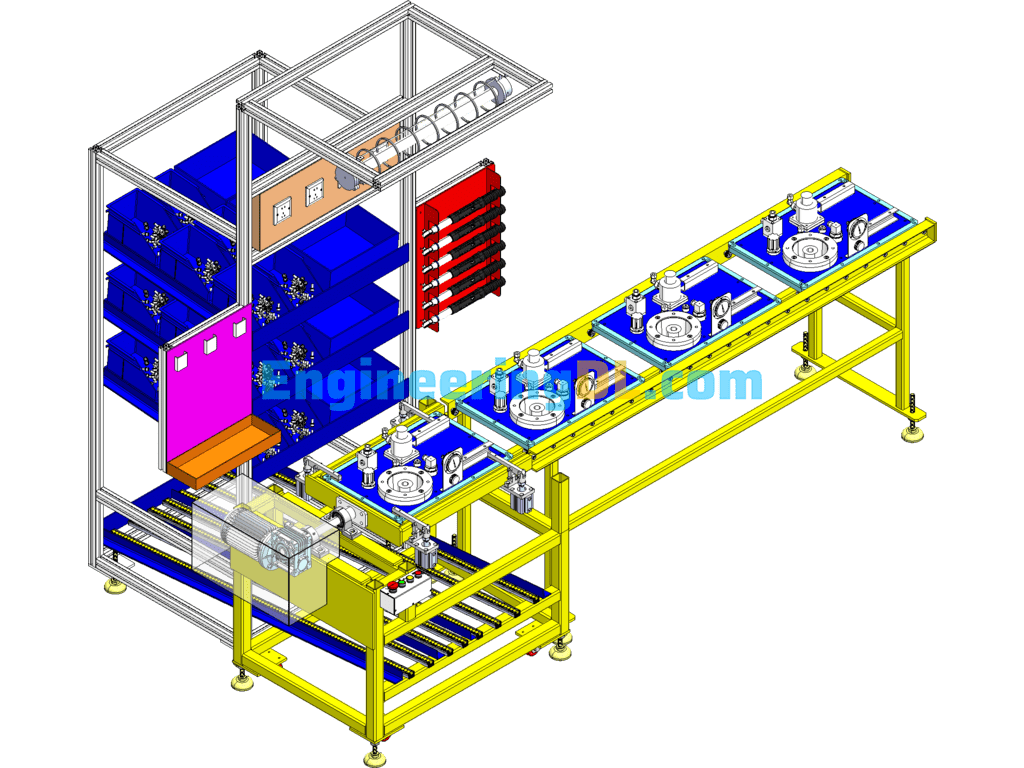 Automatic Flip + Manual Assembly Line SolidWorks, 3D Exported Free Download