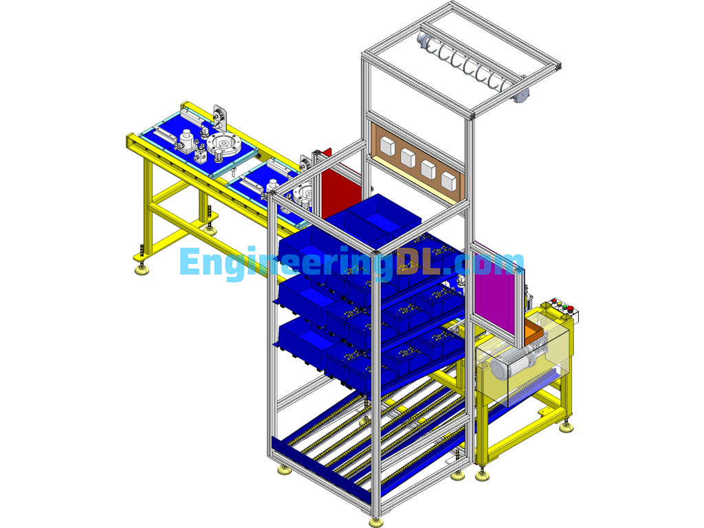 Automatic Flip + Manual Assembly Line SolidWorks, 3D Exported Free Download