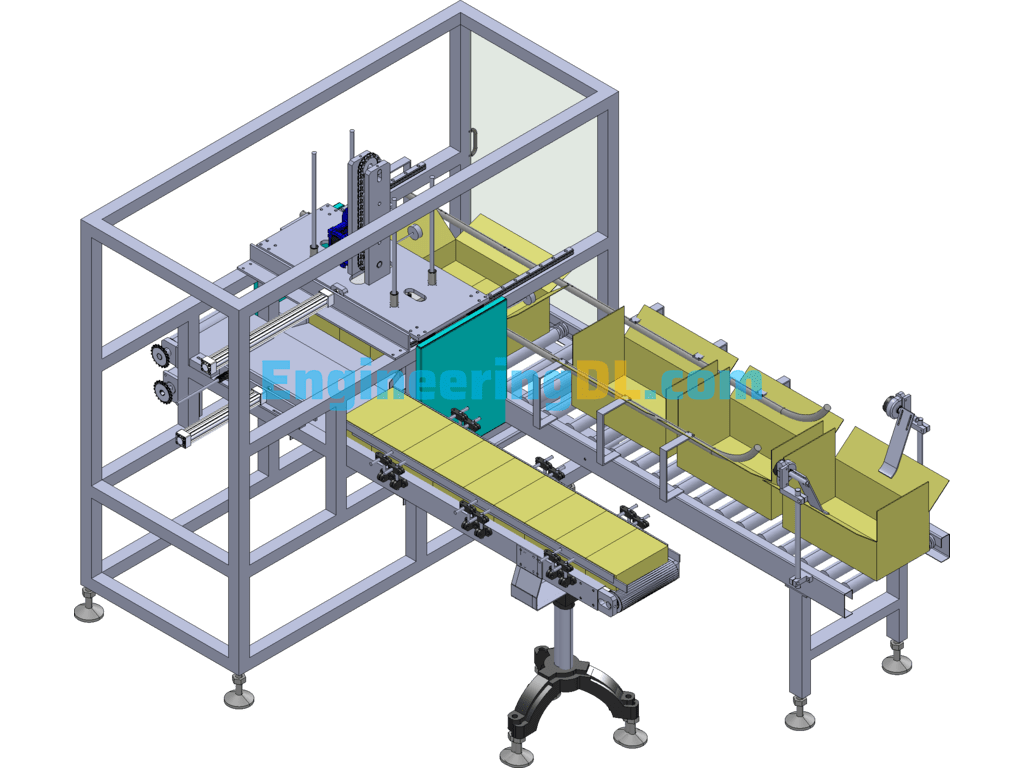 Automatic Carton Packing And Sealing Packaging Machine Carton Packing Machine SolidWorks, 3D Exported Free Download