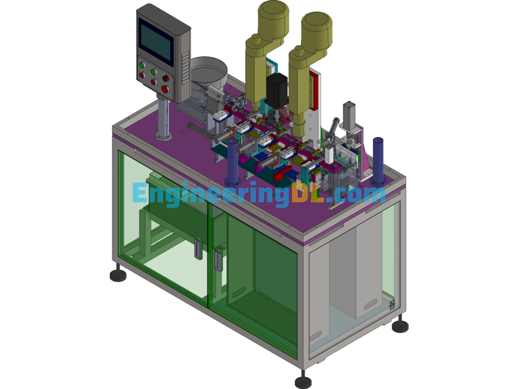 Apple Titanium Nut Automatic Drilling And Tapping Chamfering Machine Equipment SolidWorks, 3D Exported Free Download