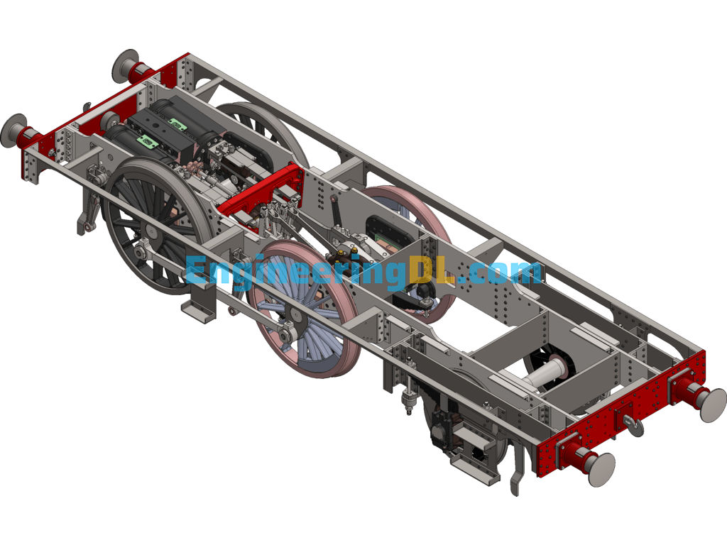Steam Car Main Frame (With Transmission And Engine) SolidWorks, 3D Exported Free Download