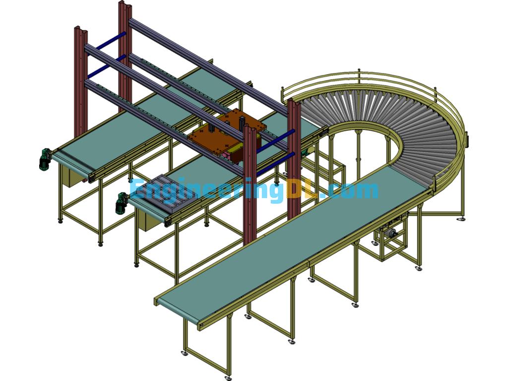 Cake Conveying Line Automatic Conveyor SolidWorks, 3D Exported Free Download