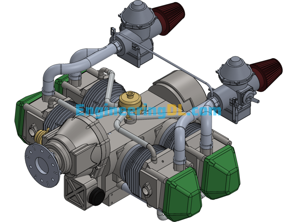 Hummingbird Light Helicopter Engine (Rotax912 Engine) SolidWorks, 3D Exported Free Download