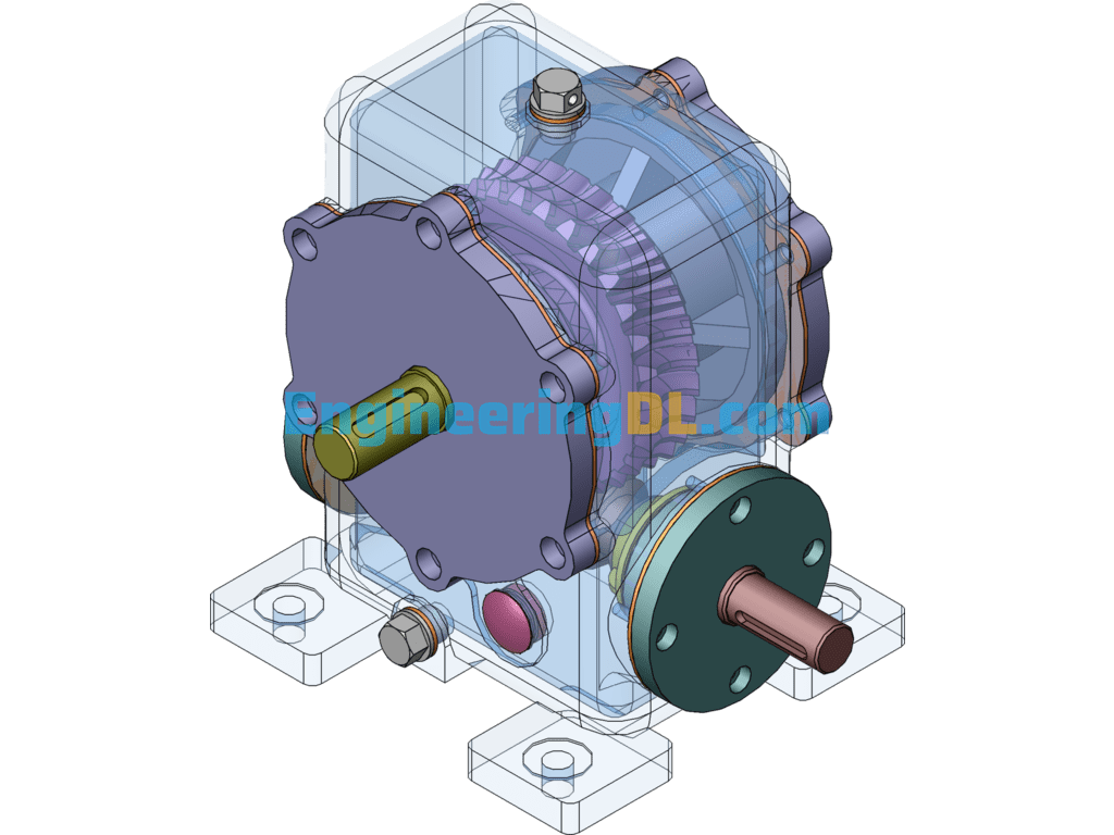 Worm Gear Reducer SolidWorks, 3D Exported Free Download