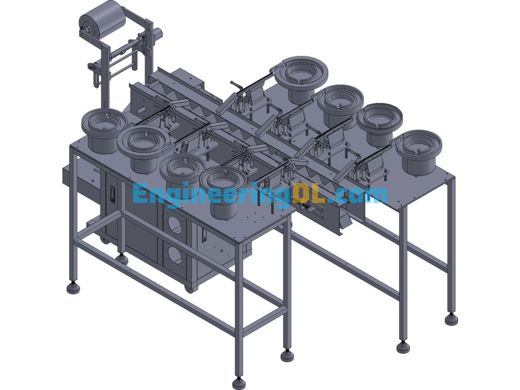 Screw Packing Machine (8 Vibrating Trays Feeding) (AutoCAD, CreoProE), 3D Exported Free Download