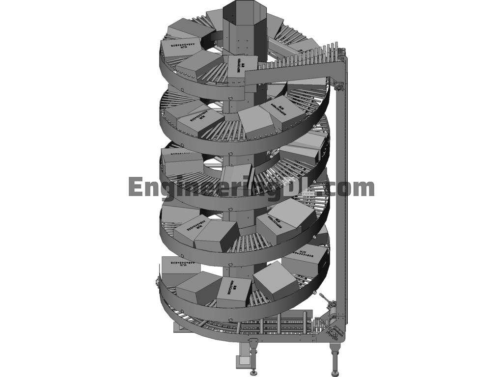 Screw Elevator, Screw Conveyor SolidWorks, 3D Exported Free Download