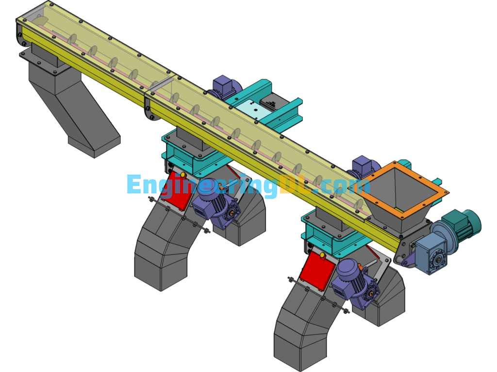 Screw Conveyor 3D Model SolidWorks, 3D Exported Free Download