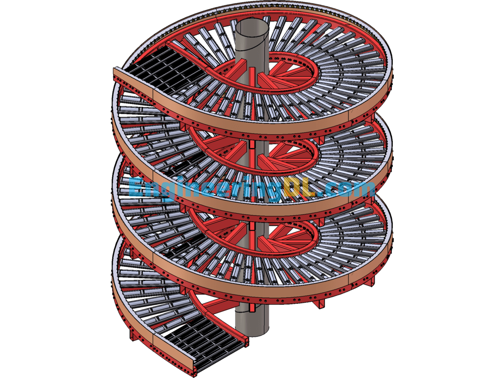Spiral Gravity Roller Conveyor SolidWorks, 3D Exported Free Download