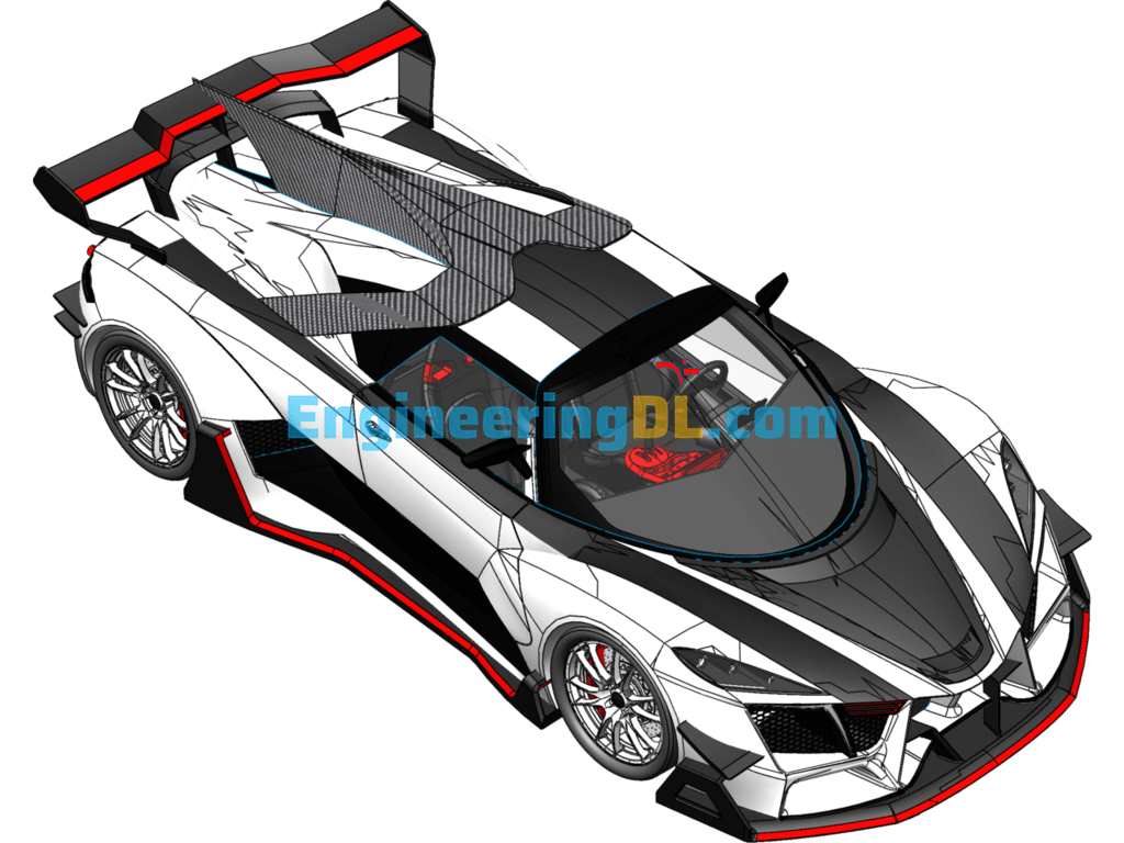 Street Version Supercar (Blue, White) SolidWorks Free Download