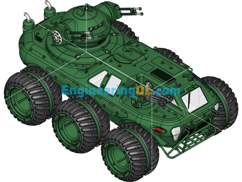 Armored Car Model SolidWorks, 3D Exported Free Download