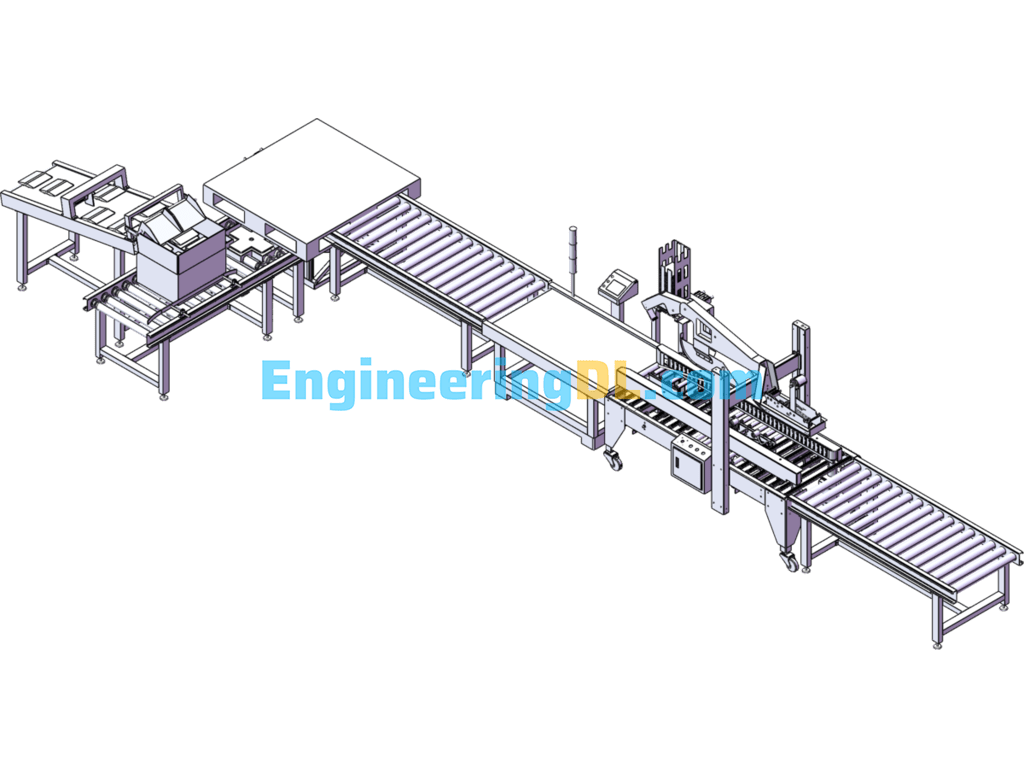 Packing Line Equipment (Cargo Packing And Packaging) SolidWorks Free Download