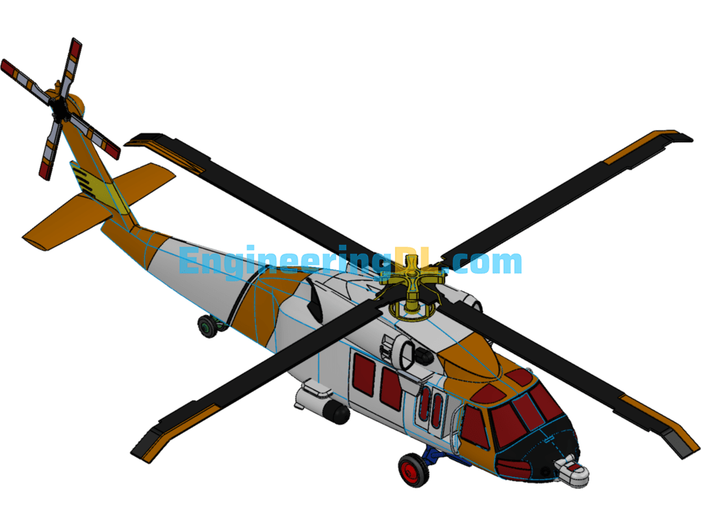Sikorsky MH-60 Helicopter SolidWorks, 3D Exported Free Download
