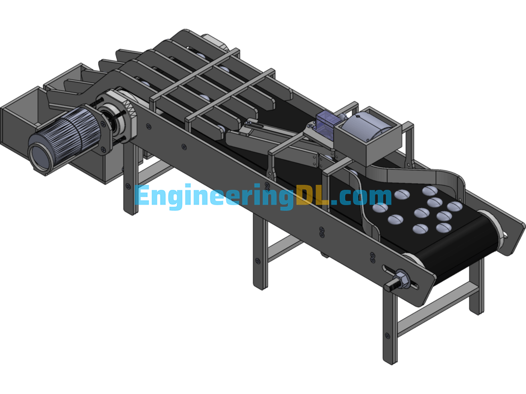 Visual Screening Conveyor Line SolidWorks, 3D Exported Free Download