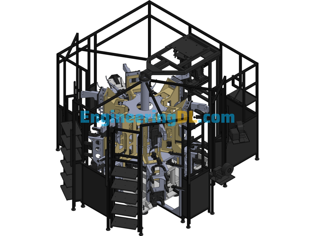 Multi-Station Automatic Testing Machine For Truck Components (CreoProE), 3D Exported Free Download