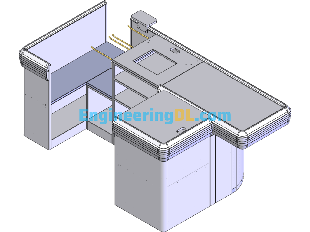 Supermarket Series Equipment - Checkout Counter 1 3D Model SolidWorks Free Download
