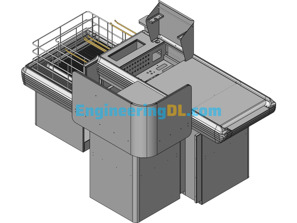 Supermarket Series Equipment - Checkout Counter 2 3D Model SolidWorks Free Download