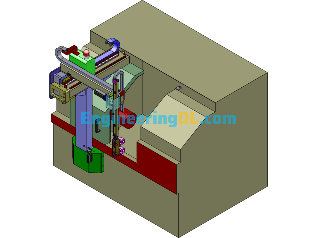 Lathe Feeding Robot SolidWorks, 3D Exported Free Download