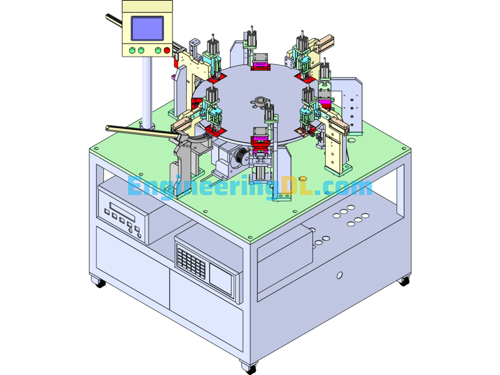 Turntable Type Eight-Station Test Assembly Machine SolidWorks Free Download