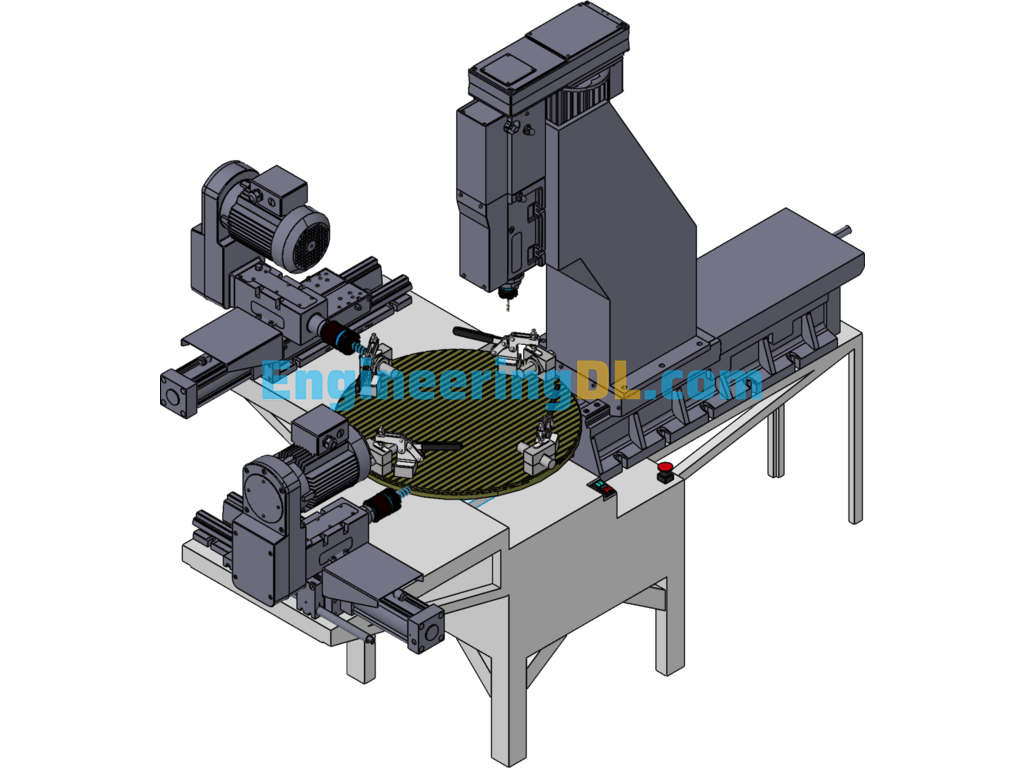 Turntable Type Milling Table SolidWorks, 3D Exported Free Download