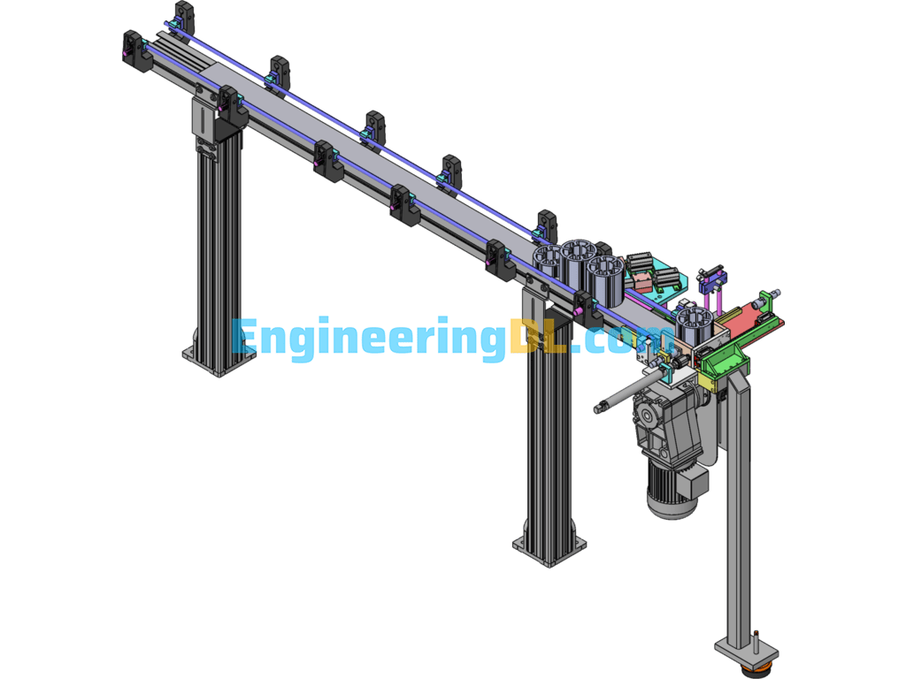 Conveyor Positioning Assembly SolidWorks, 3D Exported Free Download
