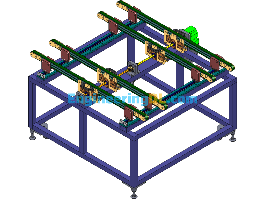 Conveyor Width Adjustable Belt Line SolidWorks, 3D Exported Free Download
